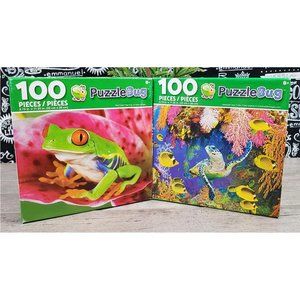 2 Puzzle Bug 100 Piece Puzzles NWT Frogs Sea Turtle Ocean Life Fish🦋